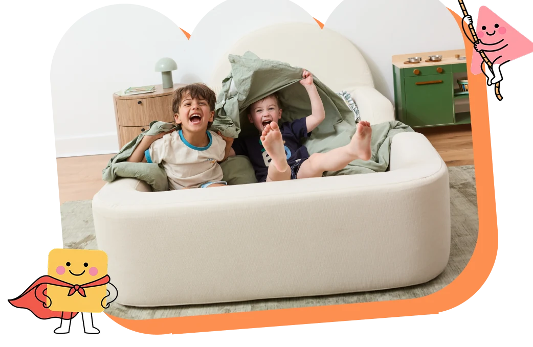 Children laughing and playing on the Little Lifely bed