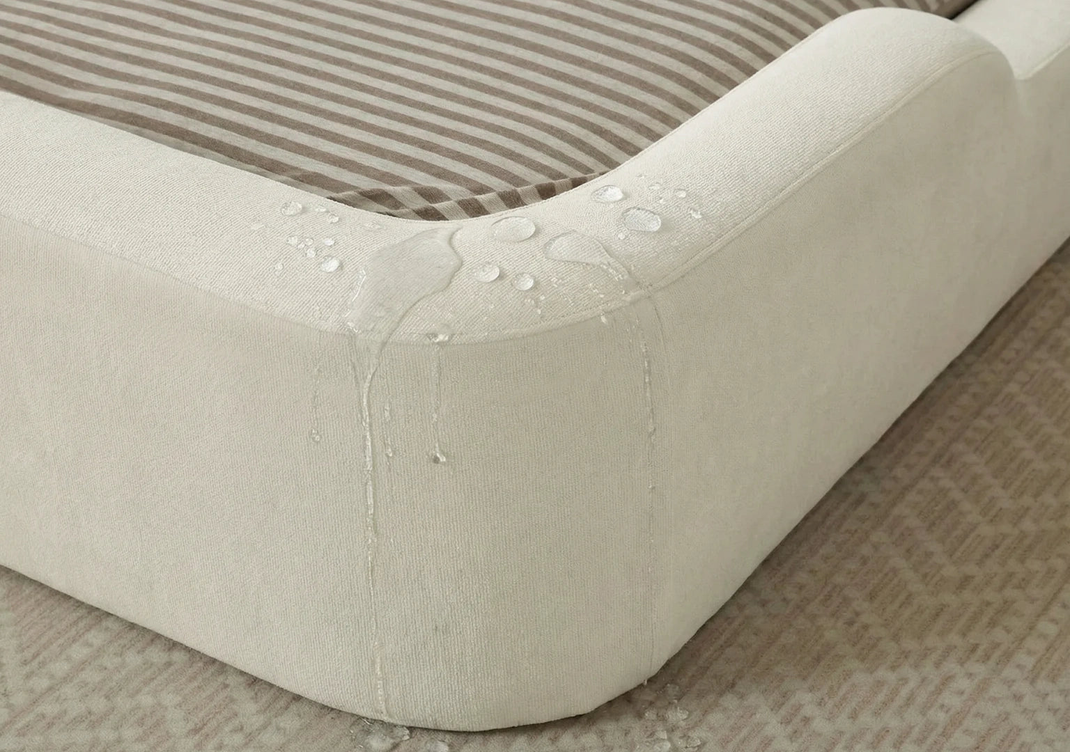Cream slipcover sofa in living space