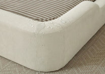 Cream slipcover sofa in living space