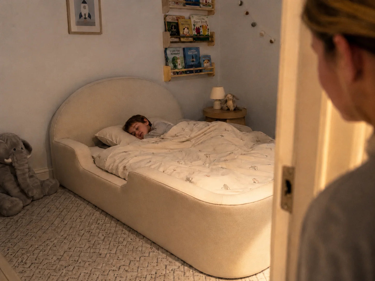 Cozy toddler bedroom at night